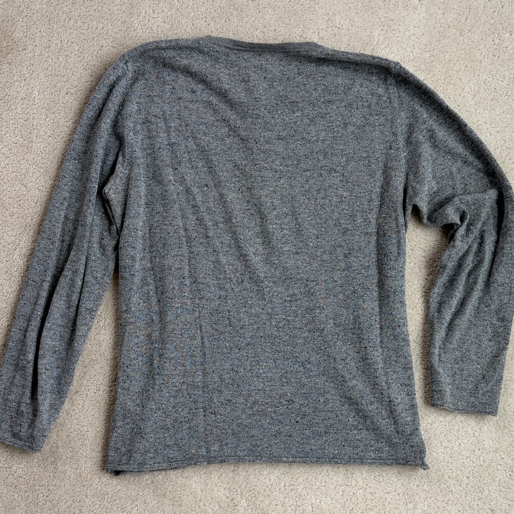 Billy Reid Charcoal Long Sleeve Henley - Picture 7 of 8